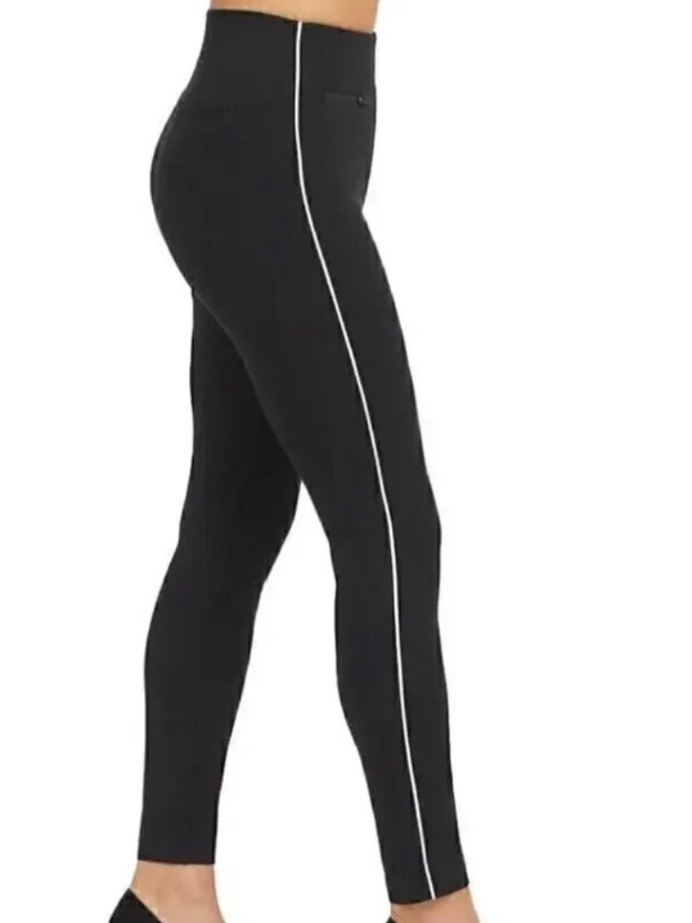 SPANX Perfect Pant Ankle Piped Skinny Black White M
